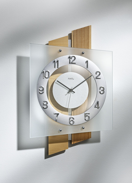 - Wanduhr mit Funkuhrwerk, in Farbe BUCHE