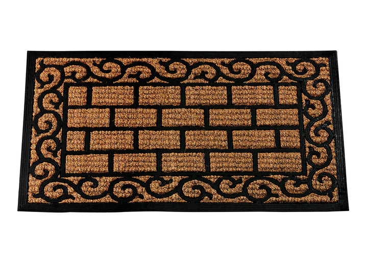 Fussmatten - Fussmatte Antik mit Hartgummi-Ornamenten, in Farbe NATUR-SCHWARZ, in Ausführung Fußmatte rechteckig