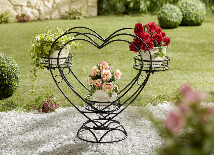 Gartendekoration - Blumenständer «Herz», in Farbe SCHWARZ