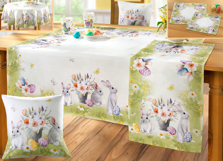 Tisch- & Fensterdekorationen - Stimmungsvolle Wohn-Accessoires, in Größe 101 (Läufer, 40x 90 cm) bis 404 (Kissenbezug, 40x 40 cm), in Farbe GRÜN-BUNT
