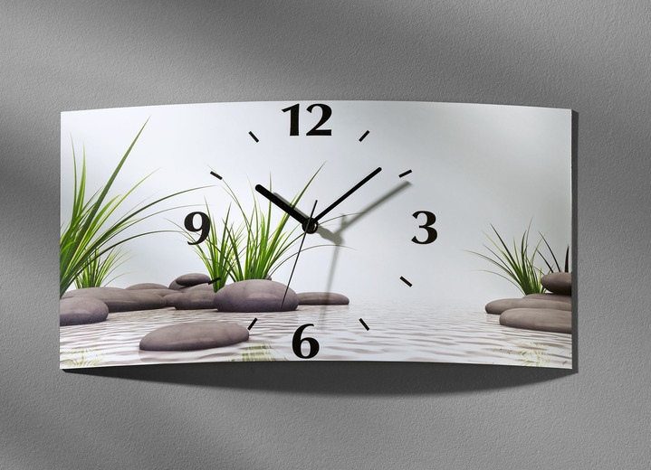 Uhren - Wanduhr aus Aluminium mit Motiv 3D-Steine von Sebastian Kaulitzki, in Farbe WEIß-GRAU