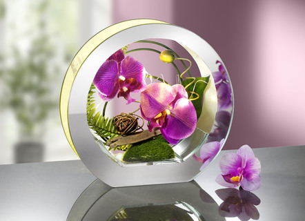 Beleuchtete Orchidee im Glas