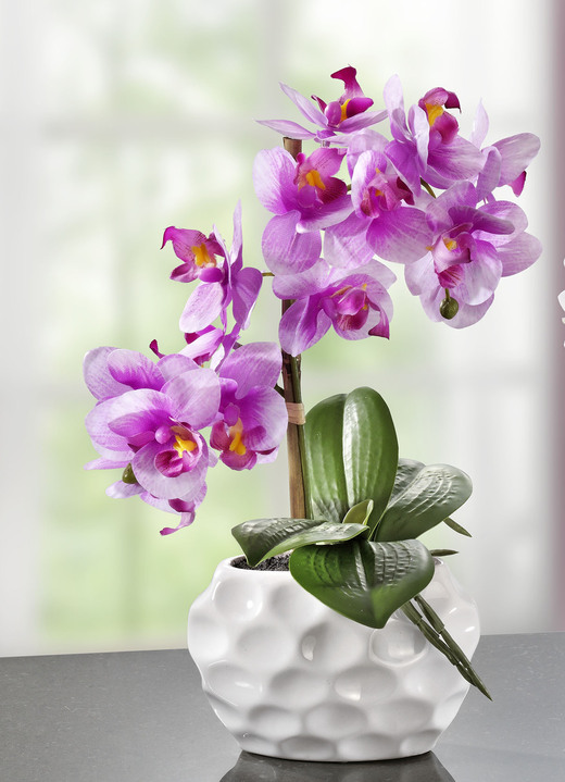 Kunst- & Textilpflanzen - Orchideen-Gesteck in Keramikvase, in Farbe ROSA Ansicht 1