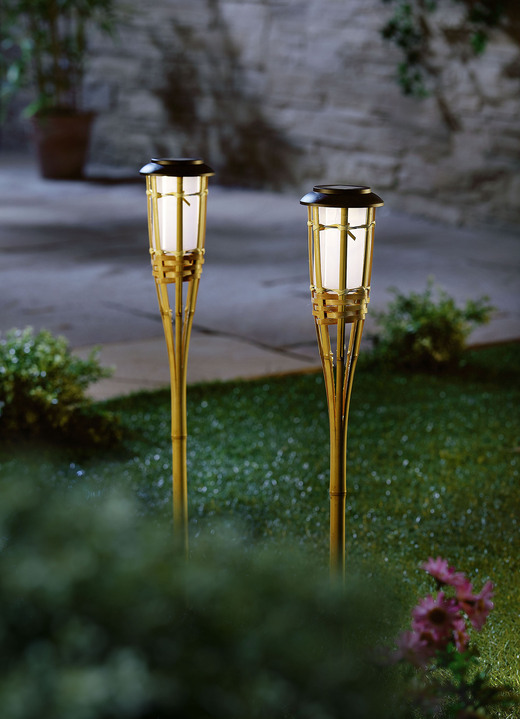 - Bambus-Gartenfackel aus echtem Bambus, 2er-Set, in Farbe NATUR