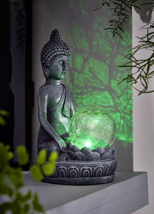 Solarlampen - Solarleuchte Buddha aus Polyresin, in Farbe GRAU Ansicht 1