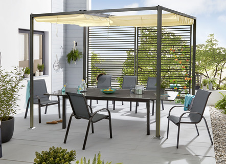 Pergola Venecia aus pulverbeschichtetem Stahl