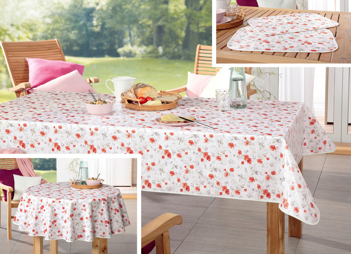 - Wachstuch-Serie aus 100% PVC, in Größe 180 (Mitteldecke, 80x 80 cm) bis 220 (Tischdecke oval, 140x190 cm), in Farbe ROT