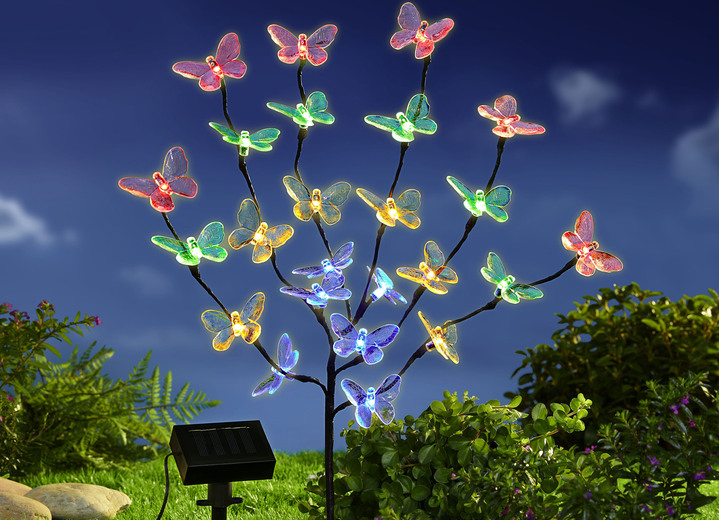 Gartendekoration - Bunter Schmetterlingsstrauch mit LED-Beleuchtung, in Farbe SCHWARZ