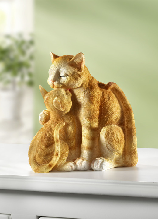 Figuren - Katzenmutter mit Kind , in Farbe TERRA-WEIß