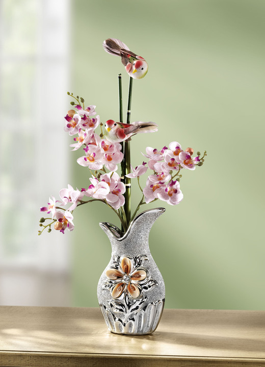 - Orchideen-Gesteck aus Kunstmaterial in Vase, in Farbe ROSA