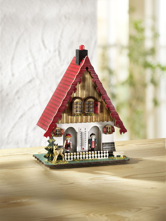 Wohnaccessoires - Wetterhaus mit Thermometer, in Farbe BUNT