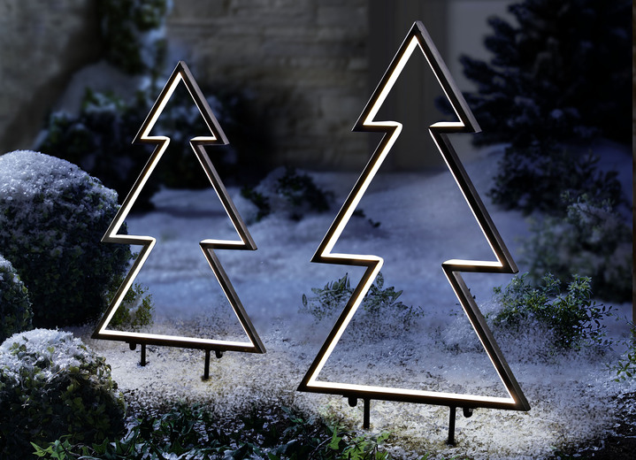 Winterlicher Garten - LED-Metallbaum mit Erdspießen, in Farbe SCHWARZ, in Ausführung LED-Metallbaum, klein