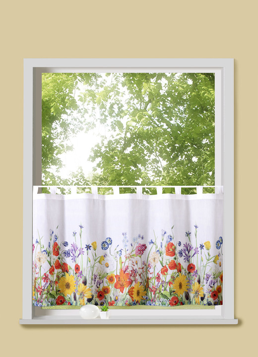 Kurzgardinen - Kurzstore «Mohnblumen» mit Stangendurchzug, in Größe 784 (H45xB 90 cm) bis 861 (H60xB150 cm), in Farbe MULTICOLOR Ansicht 1
