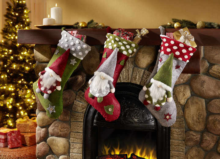 Weihnachten - Samichlausstiefel, 3er-Set, in Farbe GRÜN-ROT-GRAU