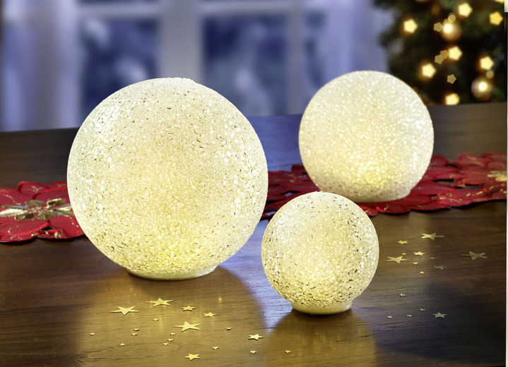- Batteriebetriebene LED-Kugel, 3er-Set, in Farbe WEISS Ansicht 1
