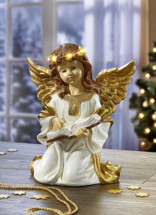 - Beleuchteter Engel, batteriebetrieben, in Farbe GOLD-WEISS