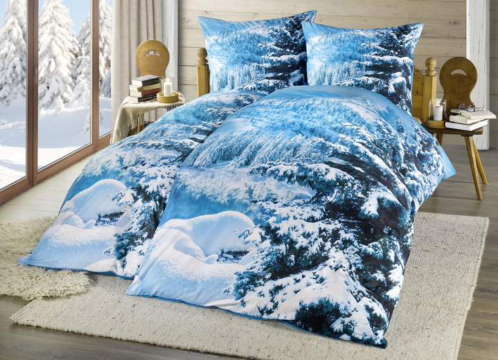 Bettwäschegarnituren - Renforcé Bettwäsche-Garnitur mit Reissverschluss, in Größe 111 (40x80 cm + 135x200 cm) bis 115 (80x80 cm + 155x220 cm), in Farbe BLAU