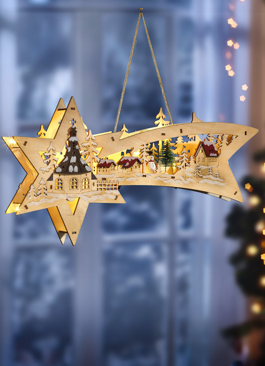 Weihnachtliche Dekorationen - Beleuchtete Sternschnuppe, batteriebetrieben, in Farbe NATUR Ansicht 1