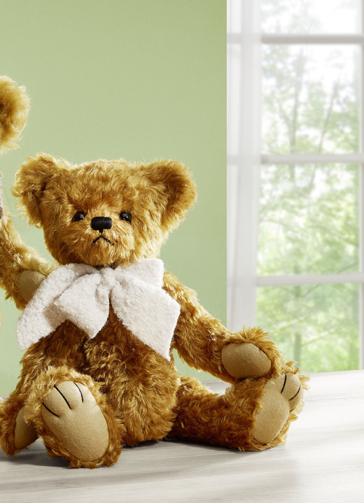 Geschenkideen - Teddybär aus hochwertigem Mohairplüsch, in Farbe HONIG-BRAUN Ansicht 1