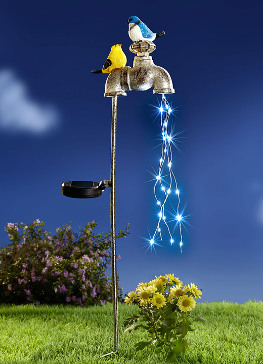 - Solarbetriebener LED-Stecker Wasserhahn, in Farbe SILBER