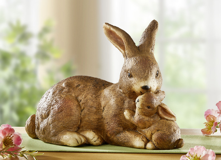 - Hasenmutter mit Kind aus Terrakotta, in Farbe BRAUN
