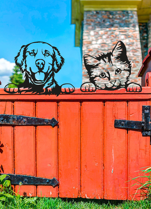 Gartendekoration - Zaunfigur aus Spezialstahl, in Farbe SCHWARZ, in Ausführung Hund Ansicht 1
