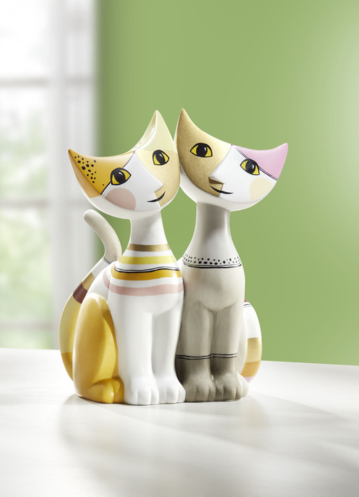 Figuren - Entzückendes Katzenpaar von Hand gefertigt, in Farbe BUNT