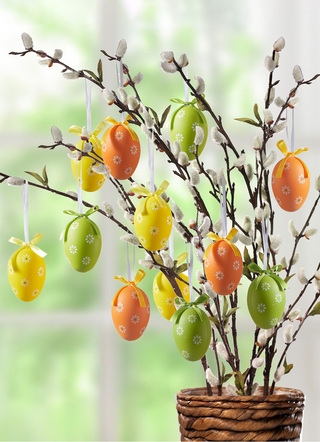 Ostereier mit frühlingshaftem Motiv , 12er-Set