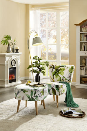Sitzmöbel mit naturnahen Blättermotiven und Komfortschaum-Polsterung