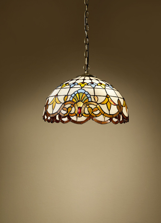 Deckenlampe - Tiffany-Pendelleuchte, 2-flammig, in Farbe BUNT