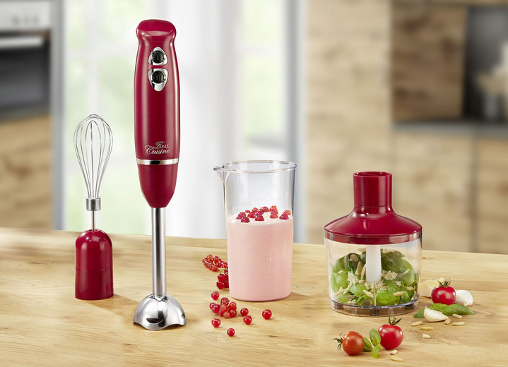 Küchenhelfer - Stabmixer-Set mit 2-flügeligem Edelstahlmesser, in Farbe ROT