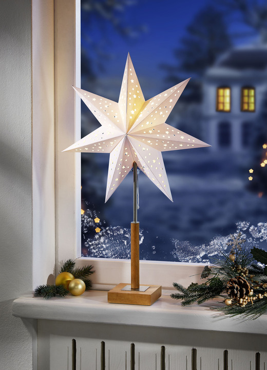 Weihnachten - Tischleuchte Stern mit Schnurzwischenschalter, in Farbe WEISS, in Ausführung Mit 7 Zacken