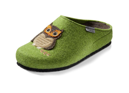 Kuschelwarmer Hausschuh mit Eulen-Applikation