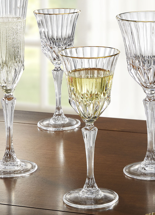 - Gläser, 2er-Set, mit Goldrand, in Farbe TRANSPARENT-GOLD, in Ausführung Weißweinglas, 2er-Set Ansicht 1