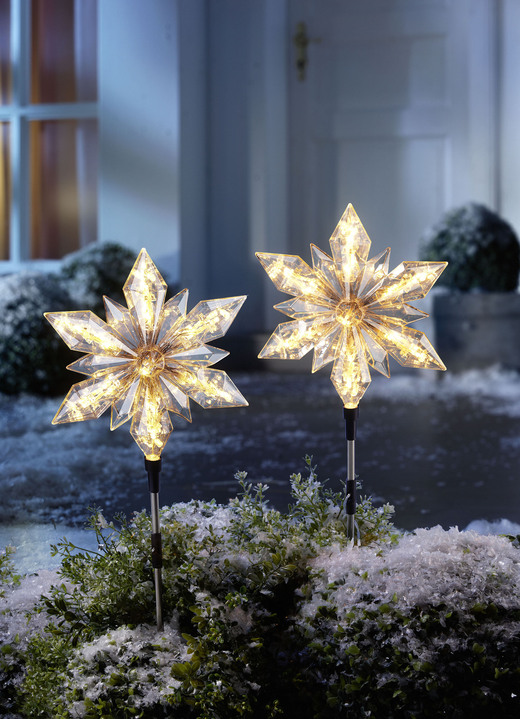 Winterlicher Garten - Gartenstecker Stern, 2er-Set, in Farbe WEISS
