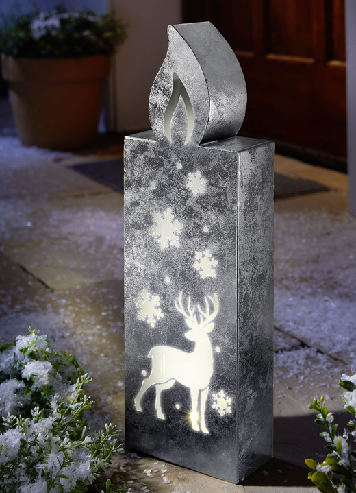 Winterlicher Garten - LED-Kerze aus Metall, in Farbe SILBER Ansicht 1