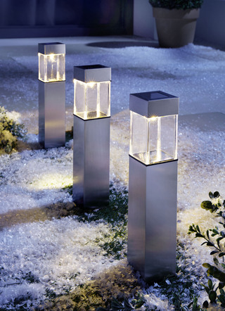 Grundig Solarleuchten, 3er-Set, im Edelstahl-Look