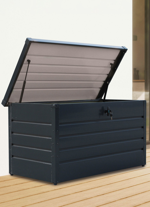 Garten - Auflagenbox, 350 Liter, aus verzinktem Stahl, in Farbe SCHWARZ Ansicht 1