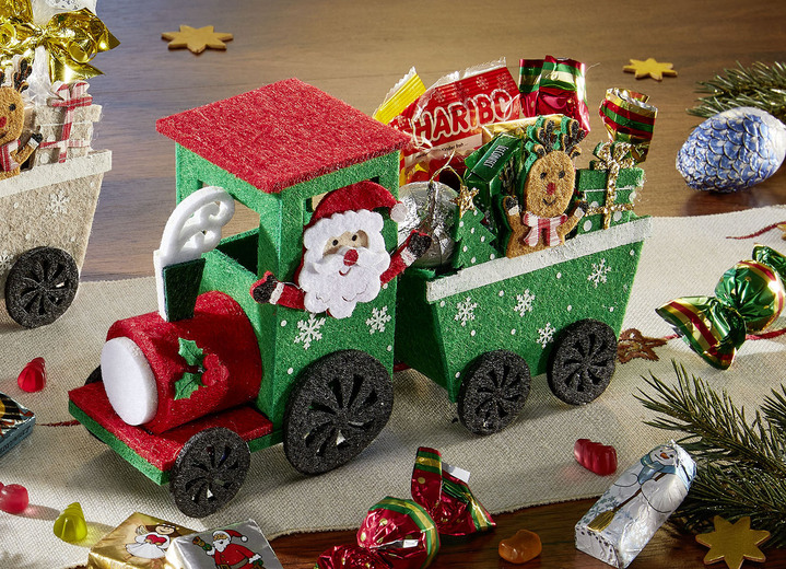 - Süsse Weihnachtslokomotiven mit süsser Füllung, in Farbe BUNT, in Ausführung Weihnachtsmann Ansicht 1
