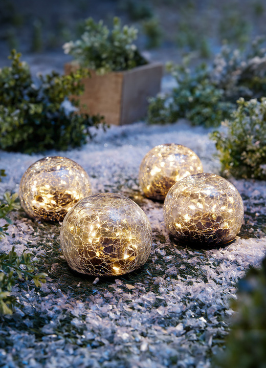 SolarLEDKugeln, 4erSet Winterlicher Garten BADER