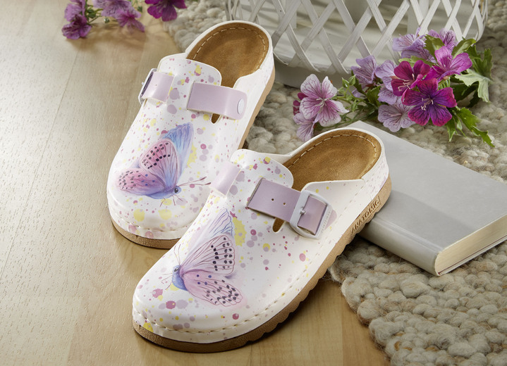 - Bequemer Clog mit Weichschaumfussbett, in Größe 036 bis 042, in Farbe WEISS-ROSA Ansicht 1