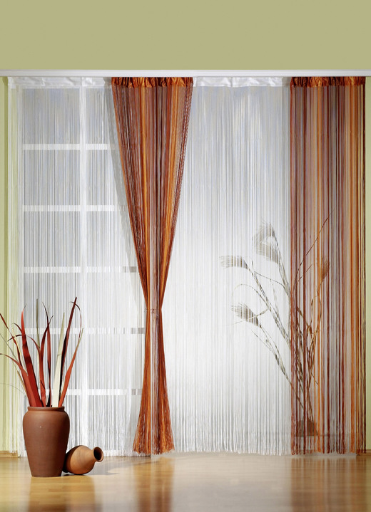 Modern - Fadenvorhang für Vorhangstange und -schiene, in Größe 305 (H160xB 98 cm) bis 310 (H245xB148 cm), in Farbe ORANGE-TERRA Ansicht 1