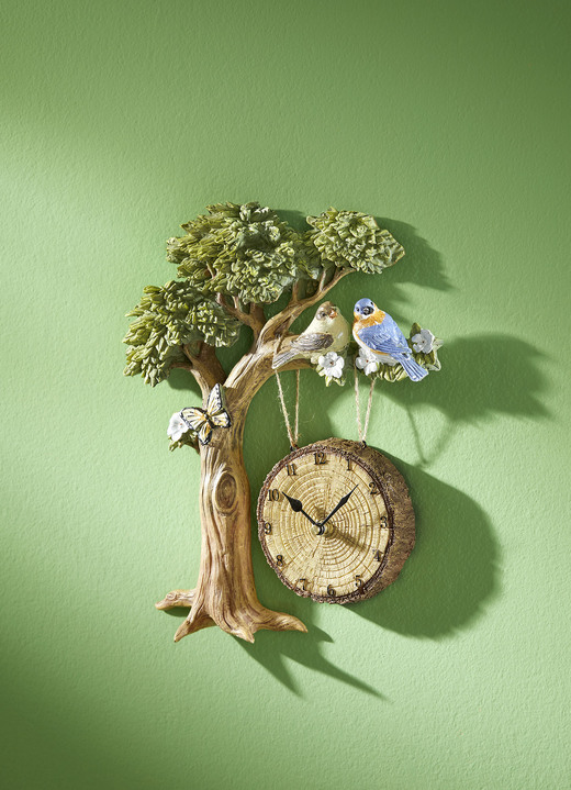 Uhren - Wanduhr «Vogelfreunde», in Farbe BRAUN-GRÜN-BLAU