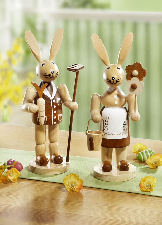Ostern - Hasen, 2er-Set, aus Holz, in Farbe NATUR-BRAUN