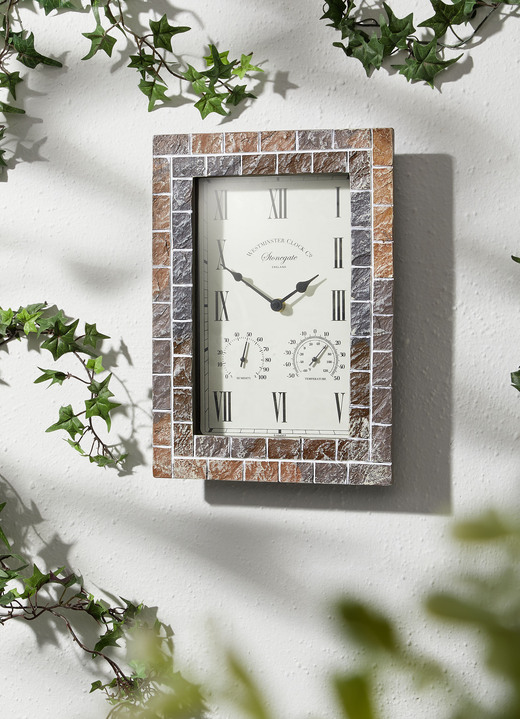 Uhren - Aussenwanduhr im Mosaik-Stil, in Farbe BRAUN-GRAU