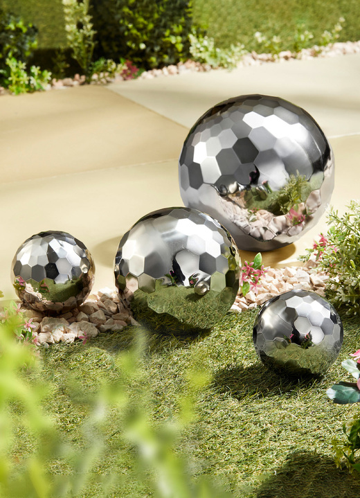 Gartendekoration - Edelstahlkugeln Diamant deluxe, 4er-Set, in Farbe SILBER