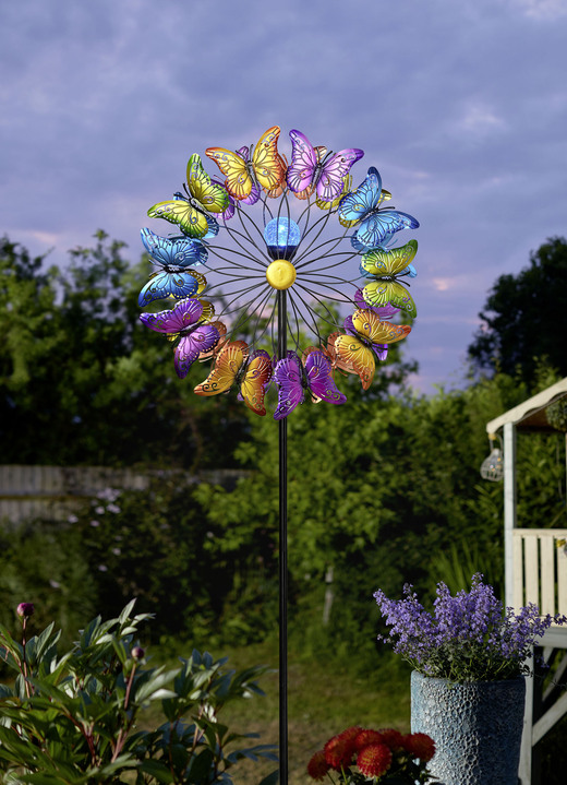 Gartenbeleuchtung - Solar-Windrad aus Metall, in Farbe BUNT