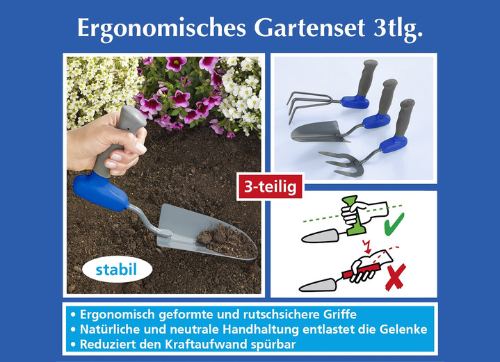 Gartengeräte und Zubehör - Ergonomisches Garten-Set, 3-teilig, in Farbe SCHWARZ Ansicht 1