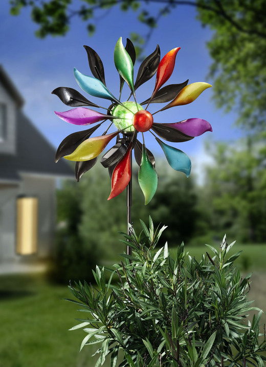 Gartenbeleuchtung - Solar-Doppelwindrad, in Farbe BUNT