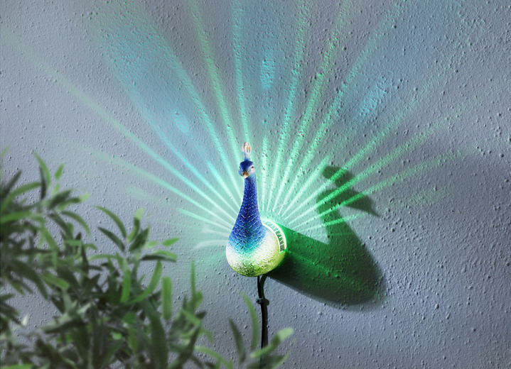 Gartenbeleuchtung - Solar-Wandleuchte Pfau, in Farbe BUNT Ansicht 1
